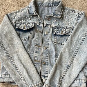 Zara Blue Jean Jacket with Studded Details